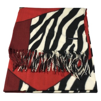 Дамски  шал кашмир  "Zebra" червен