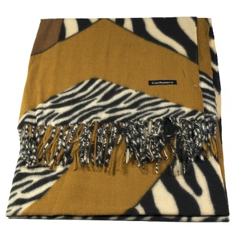 Дамски  шал кашмир  "Zebra" светло кафяв