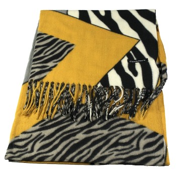 Дамски  шал кашмир  "Zebra" жълт