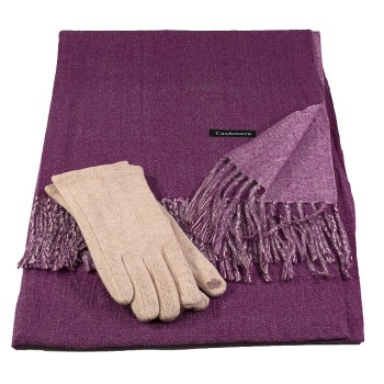 Дамски  шал кашмир "Alda" лилав