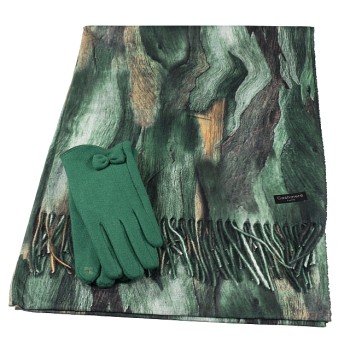 Дамски  шал кашмир "Wood 2" зелен