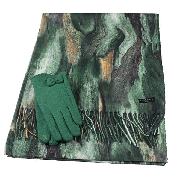 Дамски  шал кашмир "Wood 2" зелен