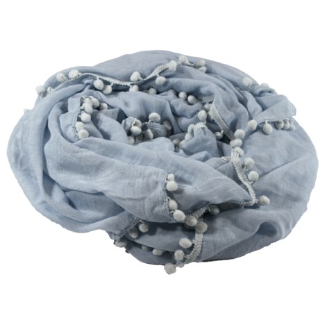 Дамски  шал  памук едноцветен син "Топчета "